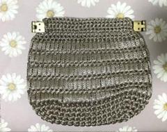 ハンドメイド バネ口 ポーチ 小物入れ かぎ編み 手編編み物 ゴールド