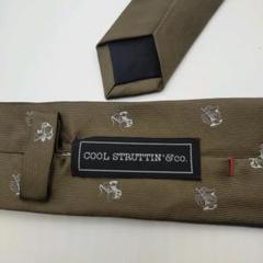 レア　美品　クールストラティン　ネクタイ　茶グレー　楽器　ジャズ好き　ナロー