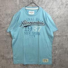 AEROPOSTALE プリント 刺繍半袖 Tシャツ メンズ ライトブルー L