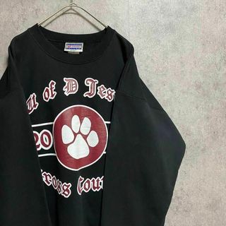 00S ヘインズ　トレーナー　スウェット　プリント　古着　黒