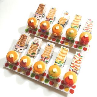 ★限定★フルーツパンケーキ木製クリップ(マグネットシール付き)