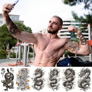 6枚セット タトゥーシール 龍 ドラゴン DRAGON タトゥーステッカー ボデ