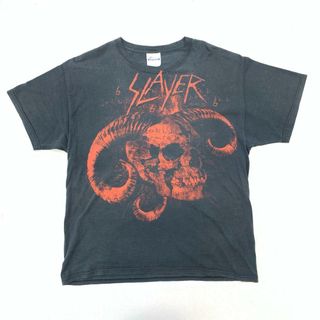 【物流センター】 中古 VINTAGE衣料 | ヴィンテージイリョウ 半袖Ｔシャツ Hanes HEAVYWEIGHT ヘインズ　SLAYER TOUR Tee　バンド　スカル ブラック サイズ：L 【101】